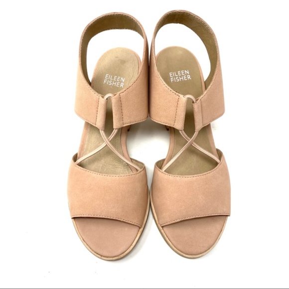 Eileen Fisher Doe Sandal Lino Size 8 Block Heel - Picture 8 of 11